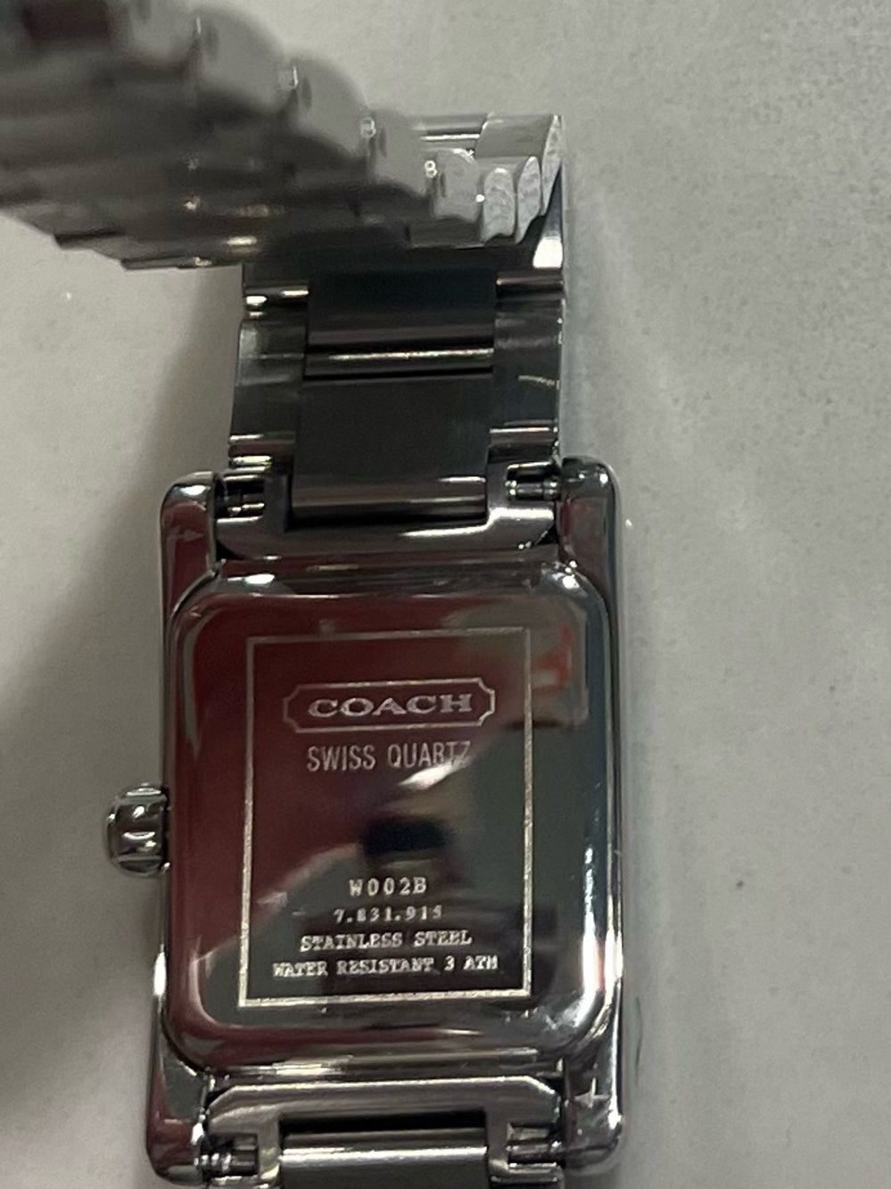 NWT Coach Stainless Steel Rectangular Watch - Silver - Picture 8 of 12